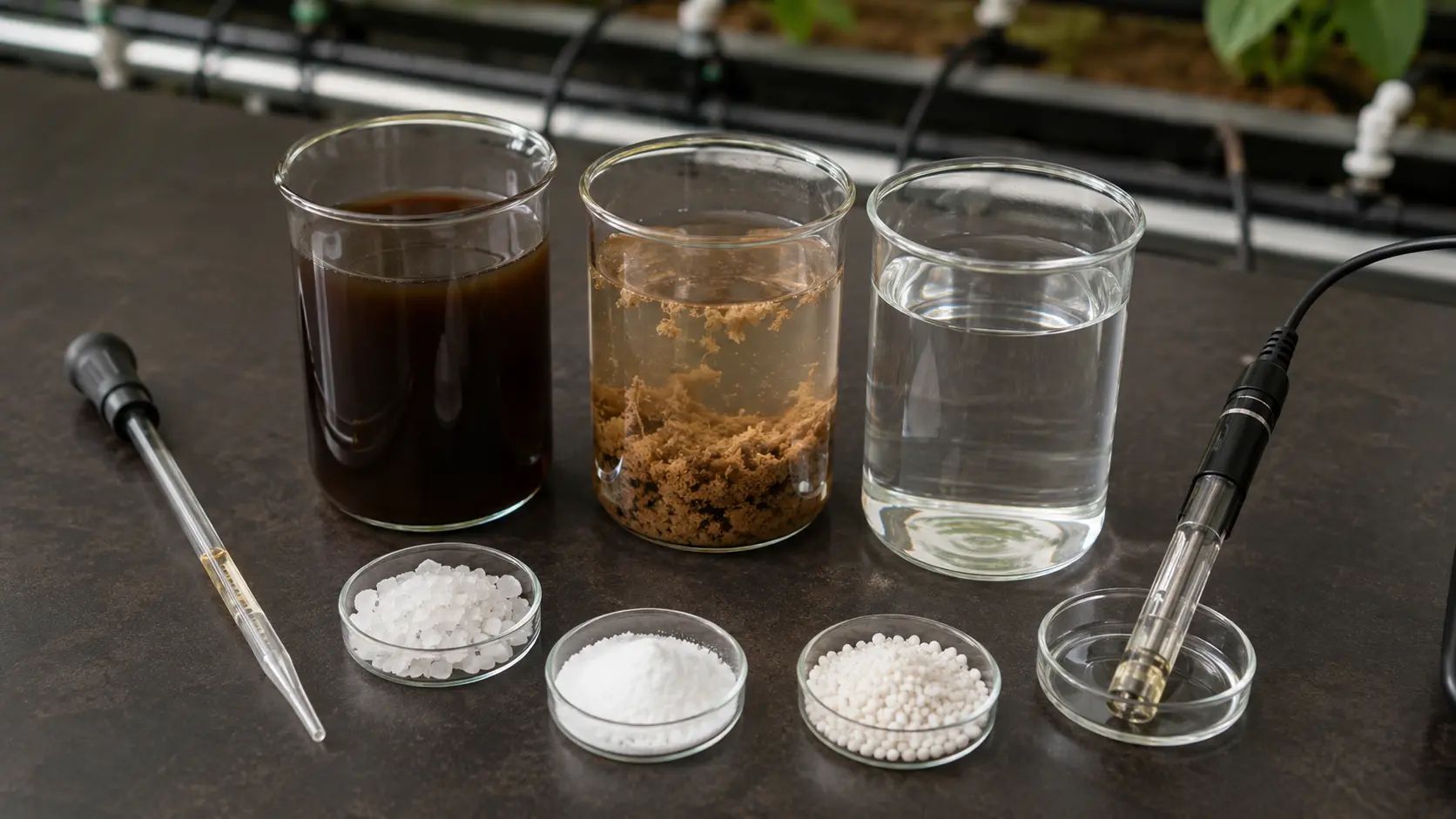 Bench-scale compatibility test with irrigation water and humic product samples